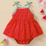 Bebé Vestido body de combinación gota de agua con estampado de hombros con cordón-Talla 9-12 meses