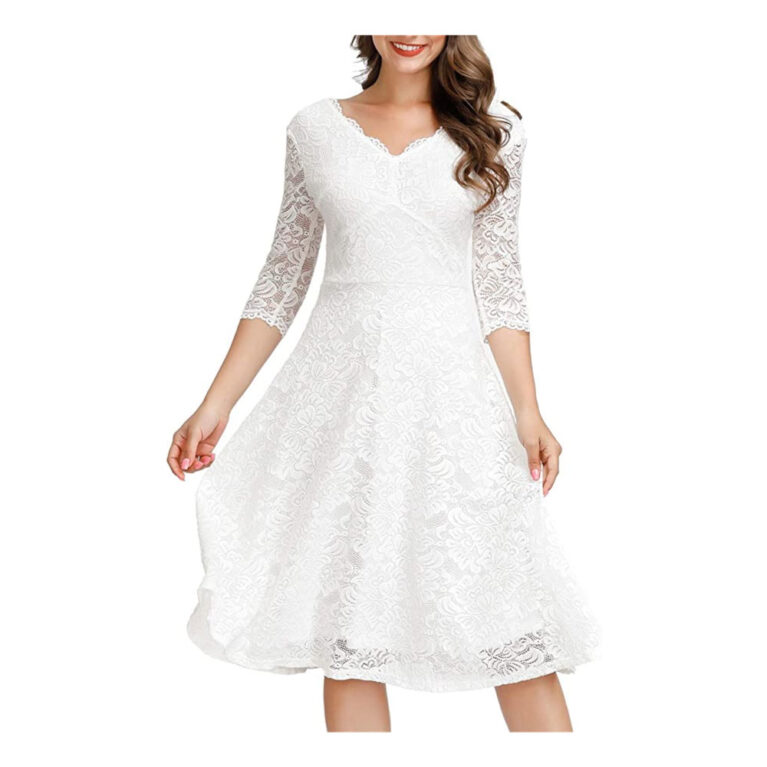 Vestido de coctel midi de encaje con mangas
