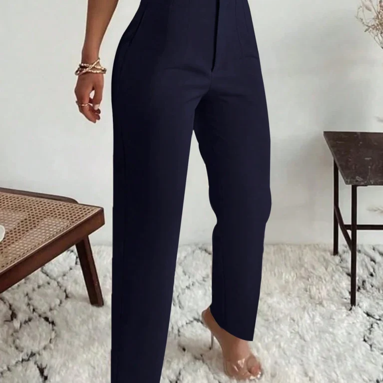 Pantalón largo elegantes y ajustados con bolsillo lateral plisado