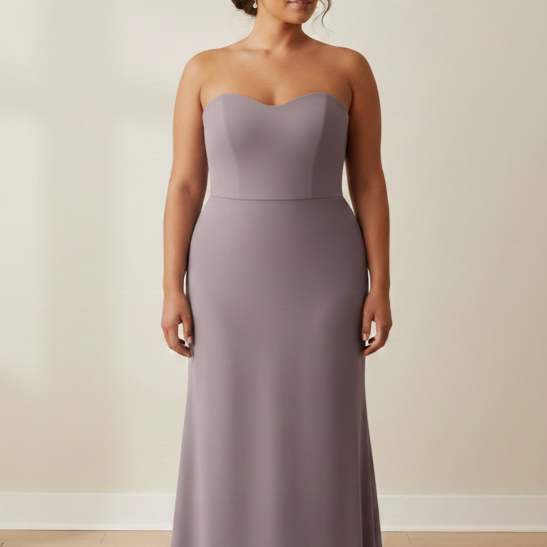 Vestido largo talla plus estilo sirena sin mangas