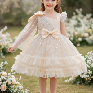 Vestido de niña volado con diseño de estrellas corto