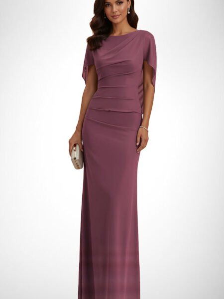 Vestido largo ajustado corte sirena con capa y corsé