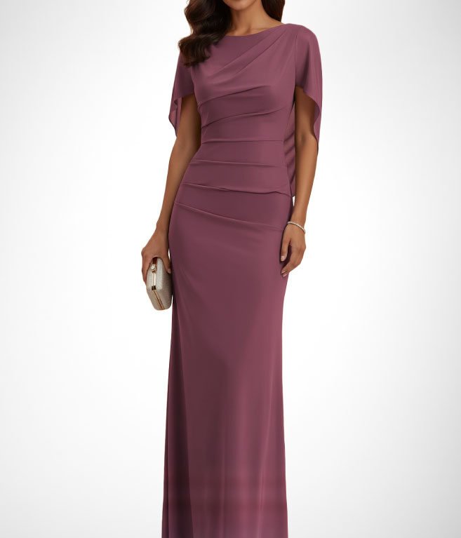 Vestido largo ajustado corte sirena con capa y corsé