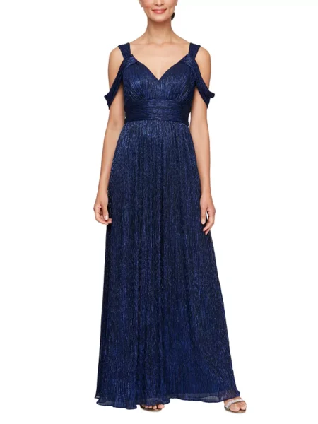 Vestido largo hombros caídos brillante