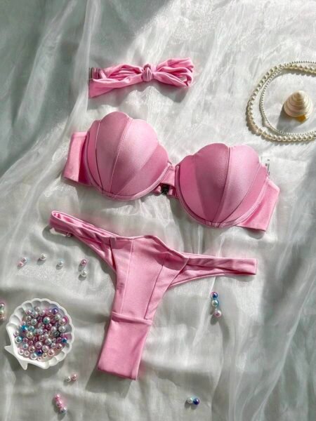 Traje de baño de 2 piezas de hilo top con diseño de concha