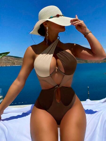 Traje de baño de una pieza cruzado talle alto