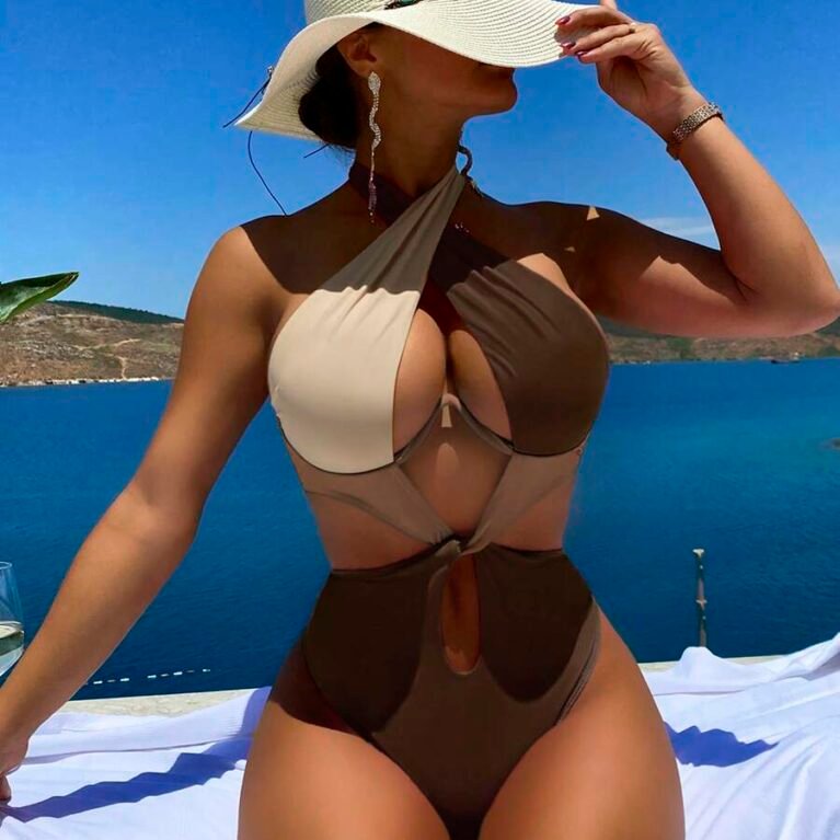 Traje de baño de una pieza cruzado talle alto