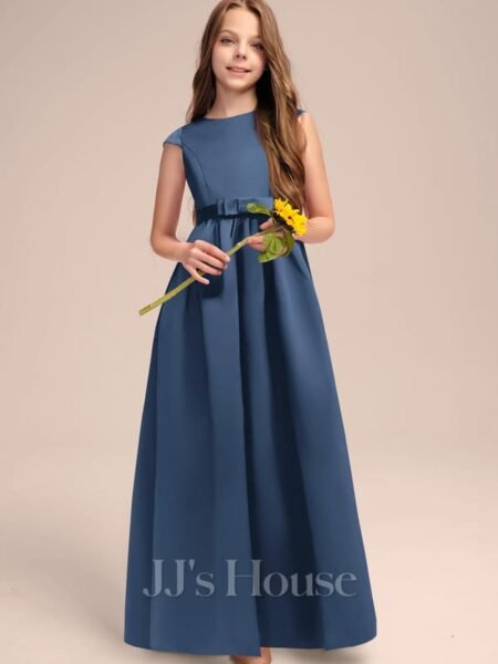 Vestido de niña largo elegante con lazo y espalda V