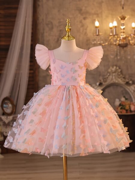 Vestido de niña con mariposa y lazo