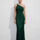 Vestido largo estilo sirena asimetrico espalda baja