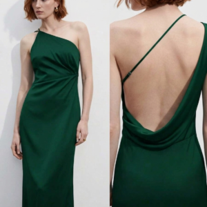 Vestido largo estilo sirena asimetrico espalda baja