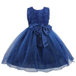 Vestido de niña elegante con apliques y falda brillante