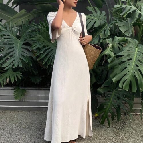 Vestido casual de verano con mangas abullanadas