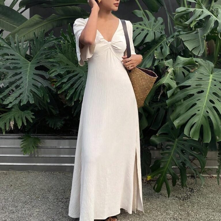 Vestido casual de verano con mangas abullanadas