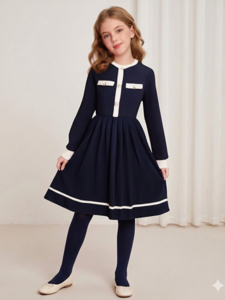 Vestido de niña formal de manga larga