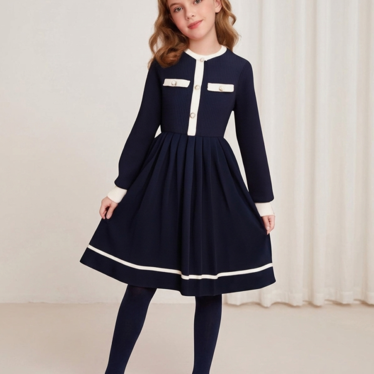 Vestido de niña formal de manga larga