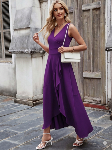 Vestido de coctel elegante cruzado escote V