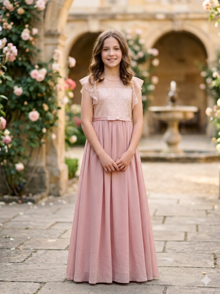 Vestido de niña largo elegante de encaje