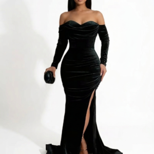 Vestido estilo sirena ajustado de hombros descubiertos manga larga