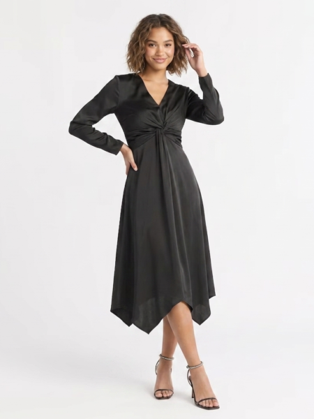 Vestido midi formal de picos con manga larga