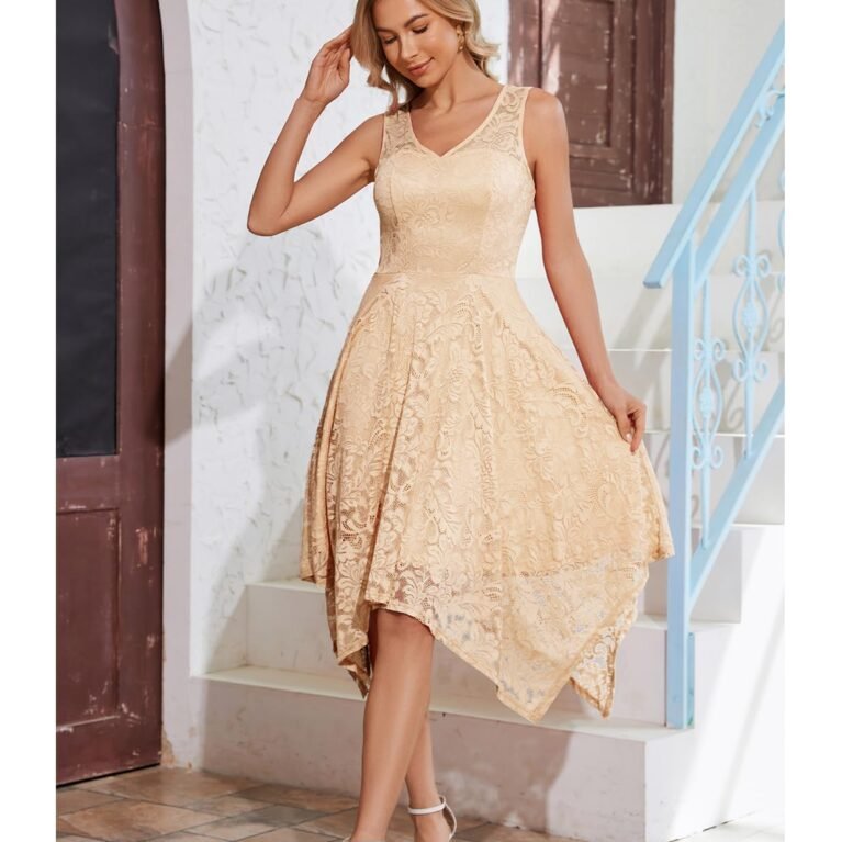 Vestido midi de encaje asimetrico