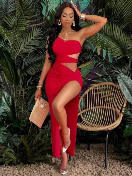 Vestido sexy elegante con abertura en muslo y abdomen