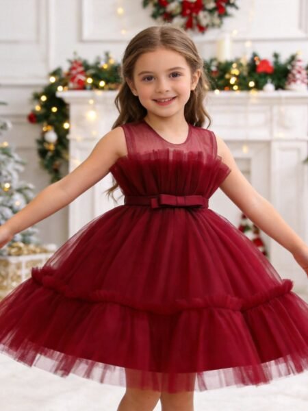 Vestido de niña de tul volado sin mangas