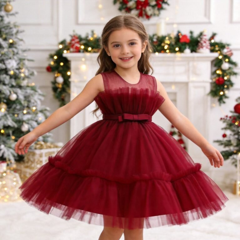 Vestido de niña de tul volado sin mangas