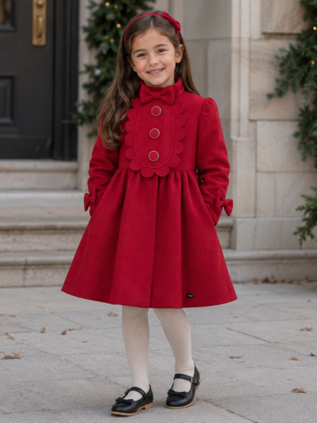 Abrigo de niña de invierno largo volado