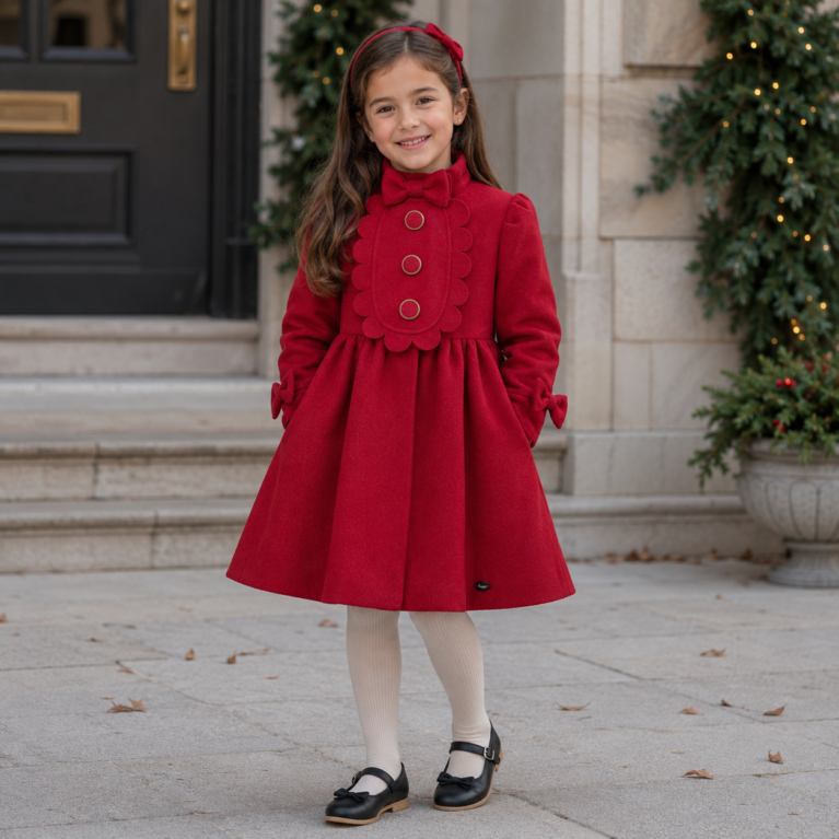 Abrigo de niña de invierno largo volado
