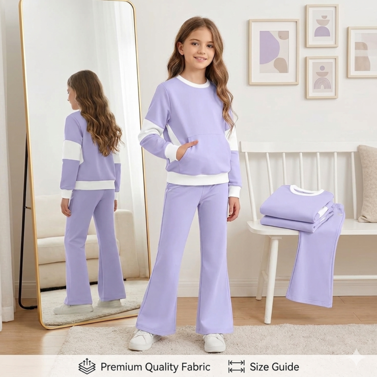 Conjunto de niña sudadera con pantalón campana