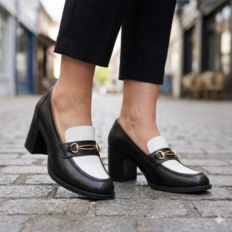 Mocasines formales de tacon grueso