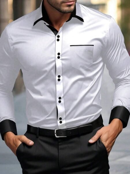 Camisa formal casual de manga larga botones dobles