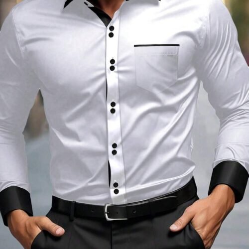 Camisa formal casual de manga larga botones dobles