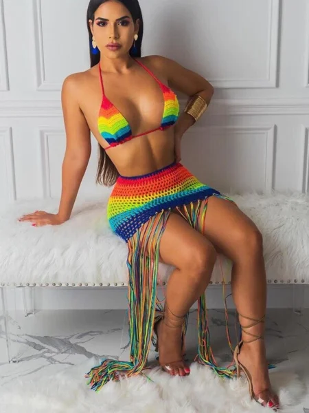 Conjunto de verano tejido con barvas de 2 piezas