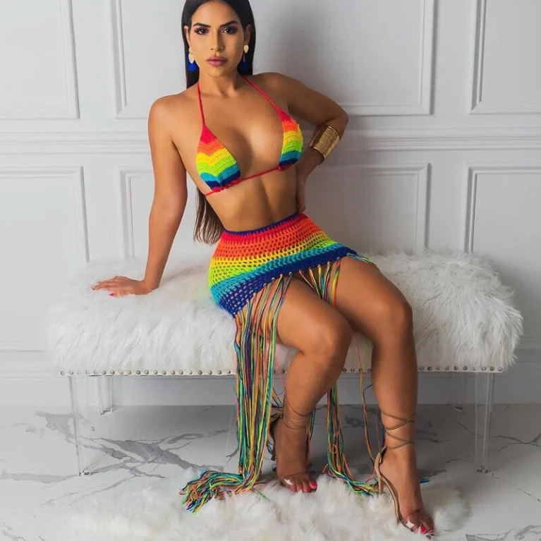 Conjunto de verano tejido con barvas de 2 piezas