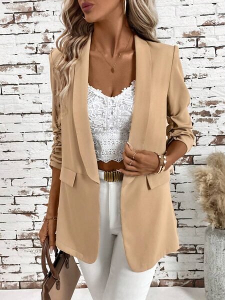 Chaqueta de traje clásico abierto con manga fruncida