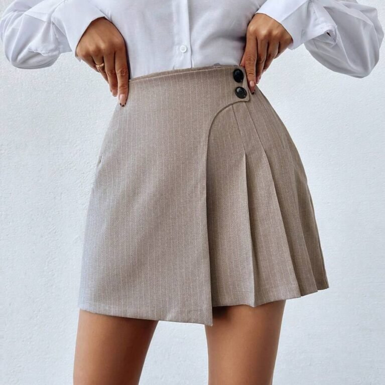 Falda mini casual plisada de talle alto