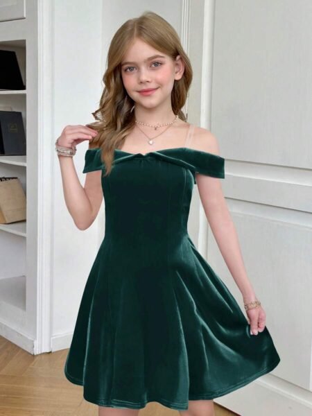 Vestido corto formal de niña hombrios caídos