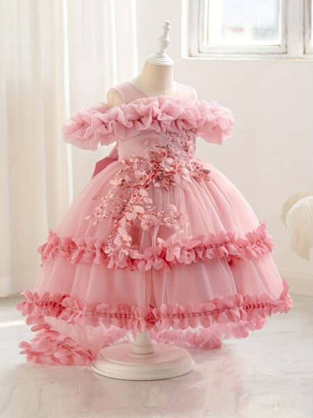 Vestido de niña de princesa asimetrico diseño floral