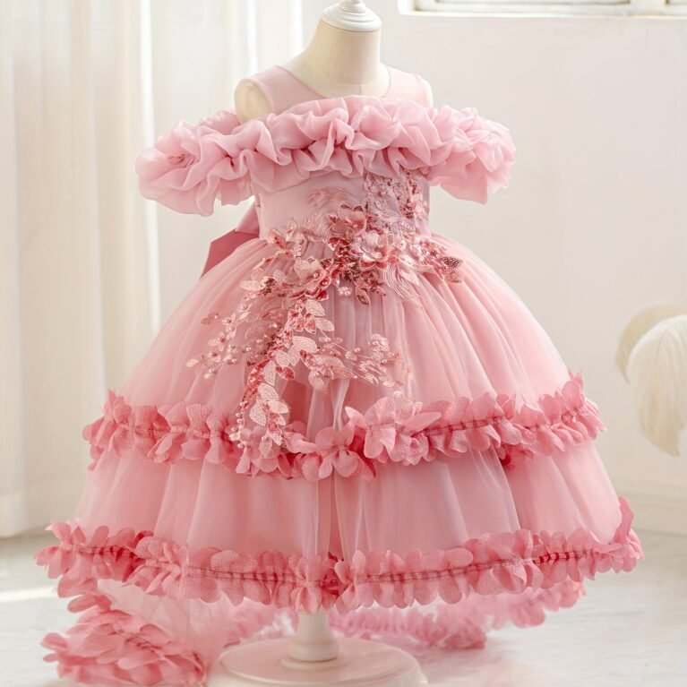 Vestido de niña de princesa asimetrico diseño floral