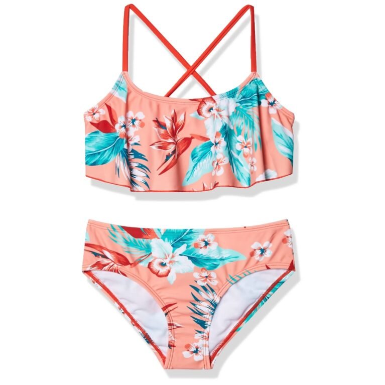 Traje de baño de niña de 2 piezas estampado tropical