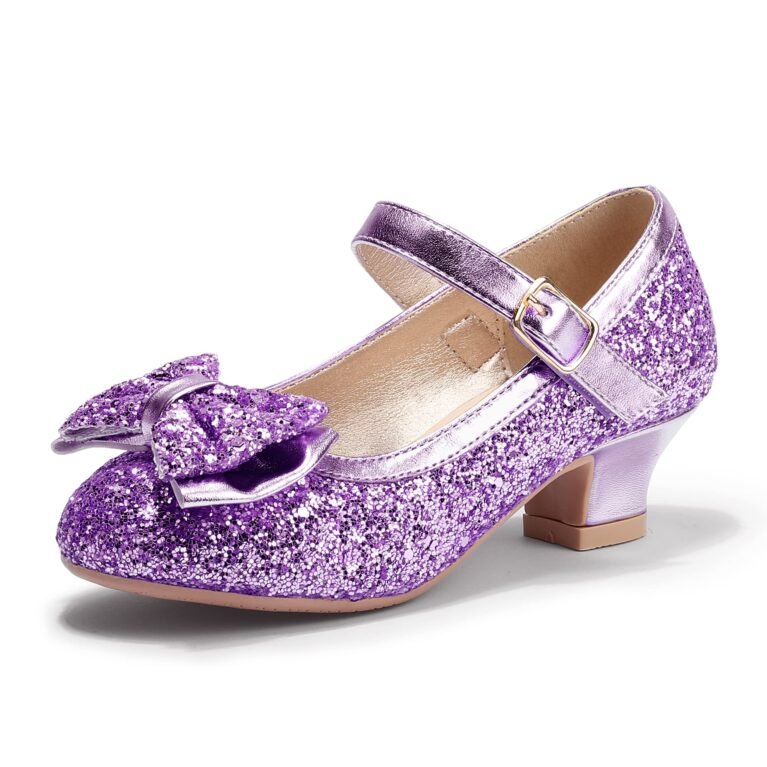 Zapatos de tacón con brillos y lazo