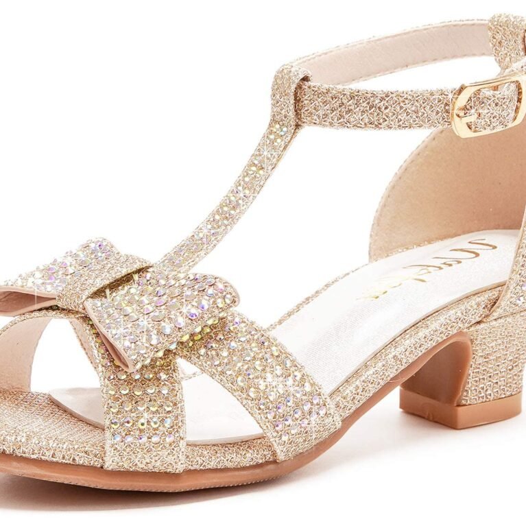 Sandalias de tacon bajo con pedrería doradas