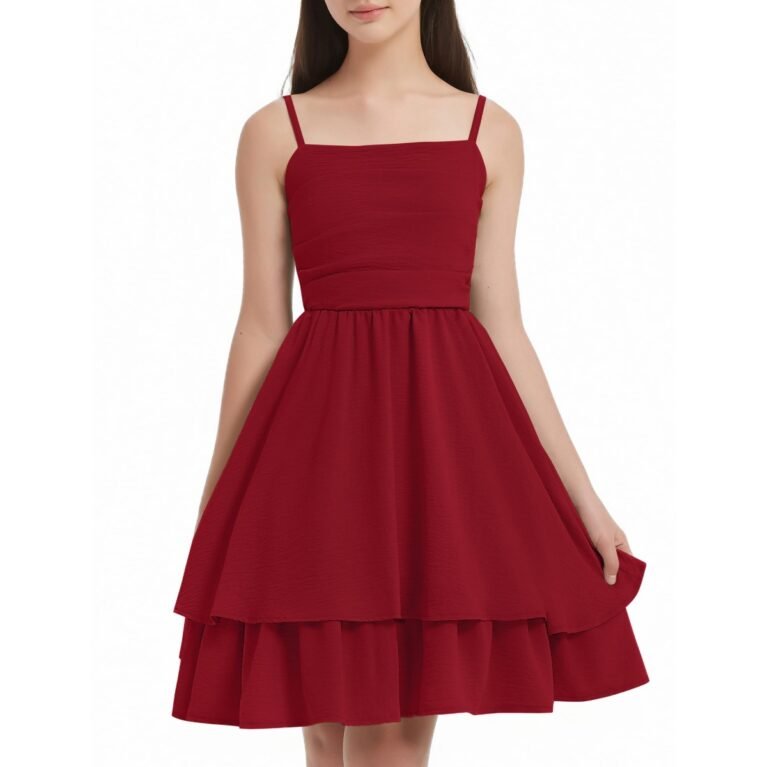 Vestido de niña corto formal de tirantes volado de doble capa