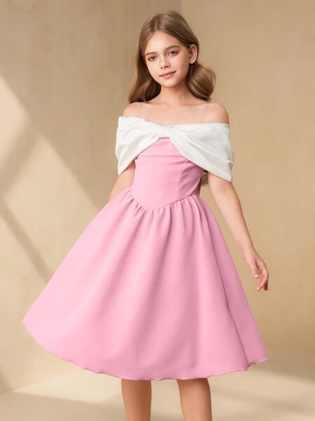 Vestido de niña hombros descubiertos midi elegante