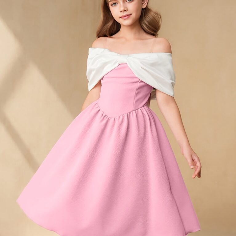 Vestido de niña hombros descubiertos midi elegante