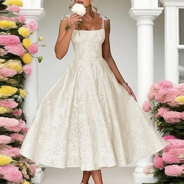 Vestido de tirantes finos con lazos Linea A floral con cierre de corsé