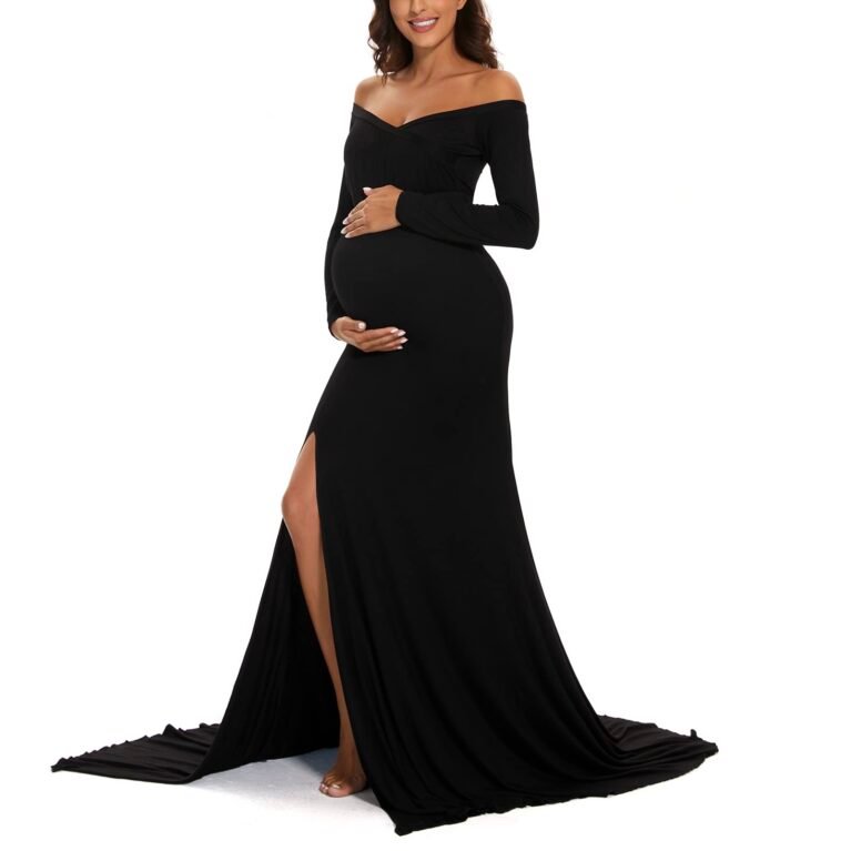 Vestido maternal estilo sirena con abertura en muslo