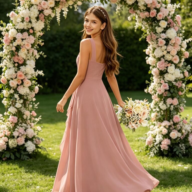 Vestido de tirantes con abertura en muslo con vuelos